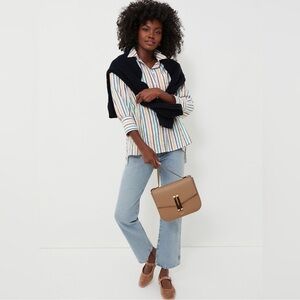 Tuckernuck Pomander Place Rainbow Striped Adair Boyfriend Shirt Size Large